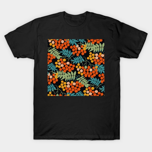 Colorful Berries and Leaves T-Shirt by aklara